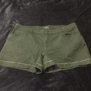 Olive green jean shorts